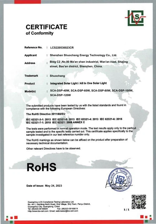 SCA-DSP ROHS Certificate SCA-DSP ROHS Certificate